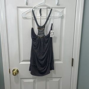 Size large grey tank top with accent beading